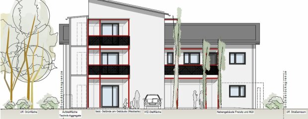 Westansicht Schlichtwohnungen Landshut Westansicht Schlichtwohnungen Landshut
