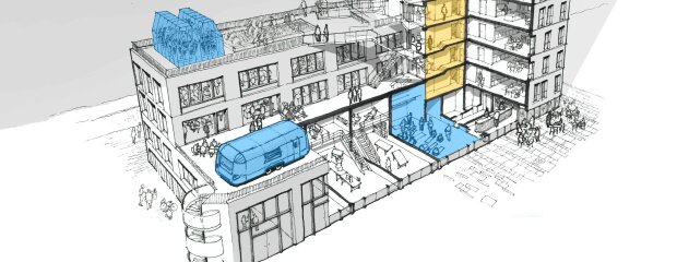 Vogelperspektive Das große kleine Haus im Kreativlabor Vogelperspektive Das große kleine Haus im Kreativlabor